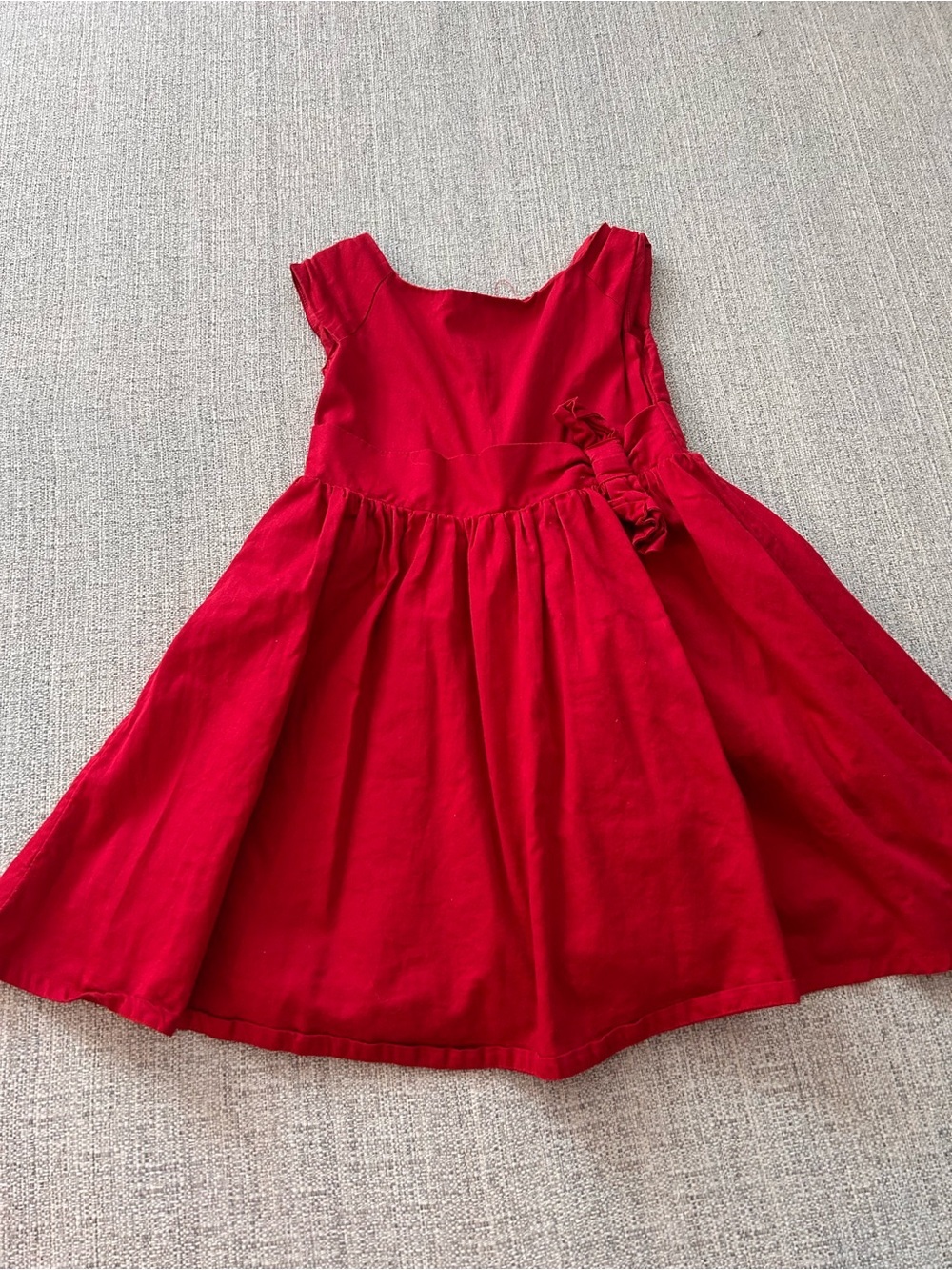 Hope & Henry Classic Red Sleeveless Girls' Dress Flower Accent. Cotton Size 3